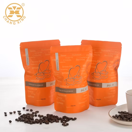 Le zip-lock en aluminium de Mylar de grain de café tiennent le sac d'emballage de valve de thé de nourriture
